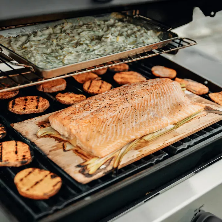 Рыба и овощи на газовом гриле Broil King Porta-Chef 320