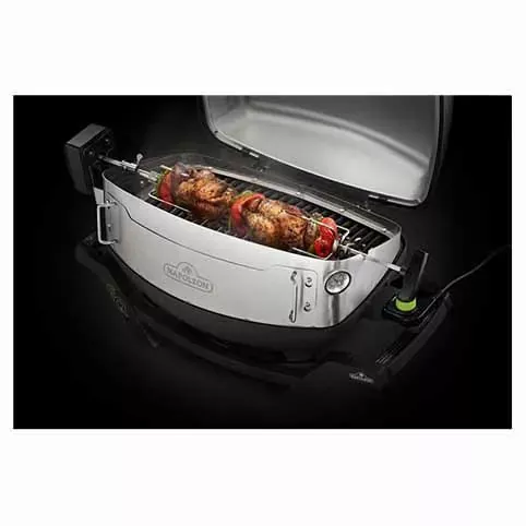 Мясо на электрическом вертеле с экраном в газовом гриле Napoleon TravelQ